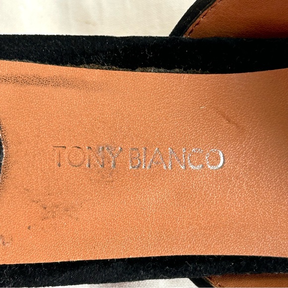 Tony Bianca Pepe Pointed Embroidered Black Velvet Flats Slides - Picture 7 of 13